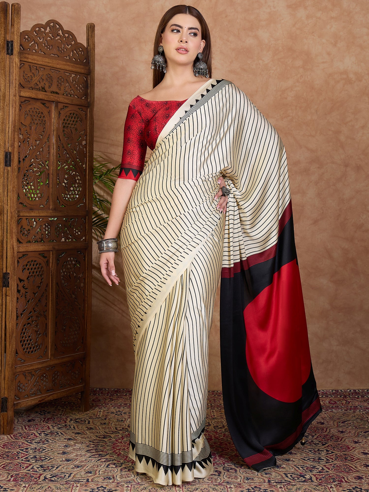 Latest Festive Wear Silk Print Designer Fancy Saree With Unstitched Blouse