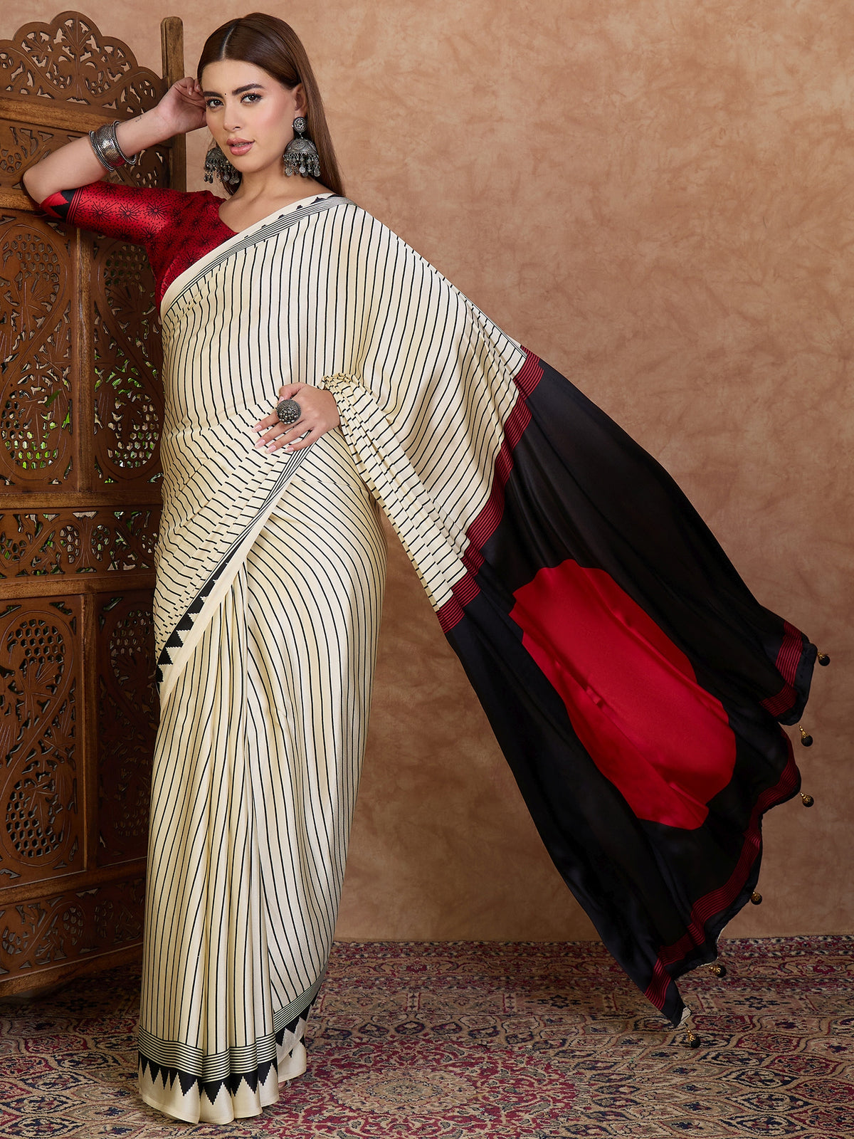 Latest Festive Wear Silk Print Designer Fancy Saree With Unstitched Blouse