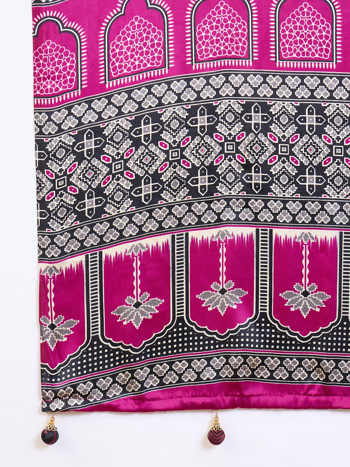 Scrupulous Party Wear Satin Silk Ajrak Printed Rich Pallu Designer Saree With Unstitched Blouse Piece