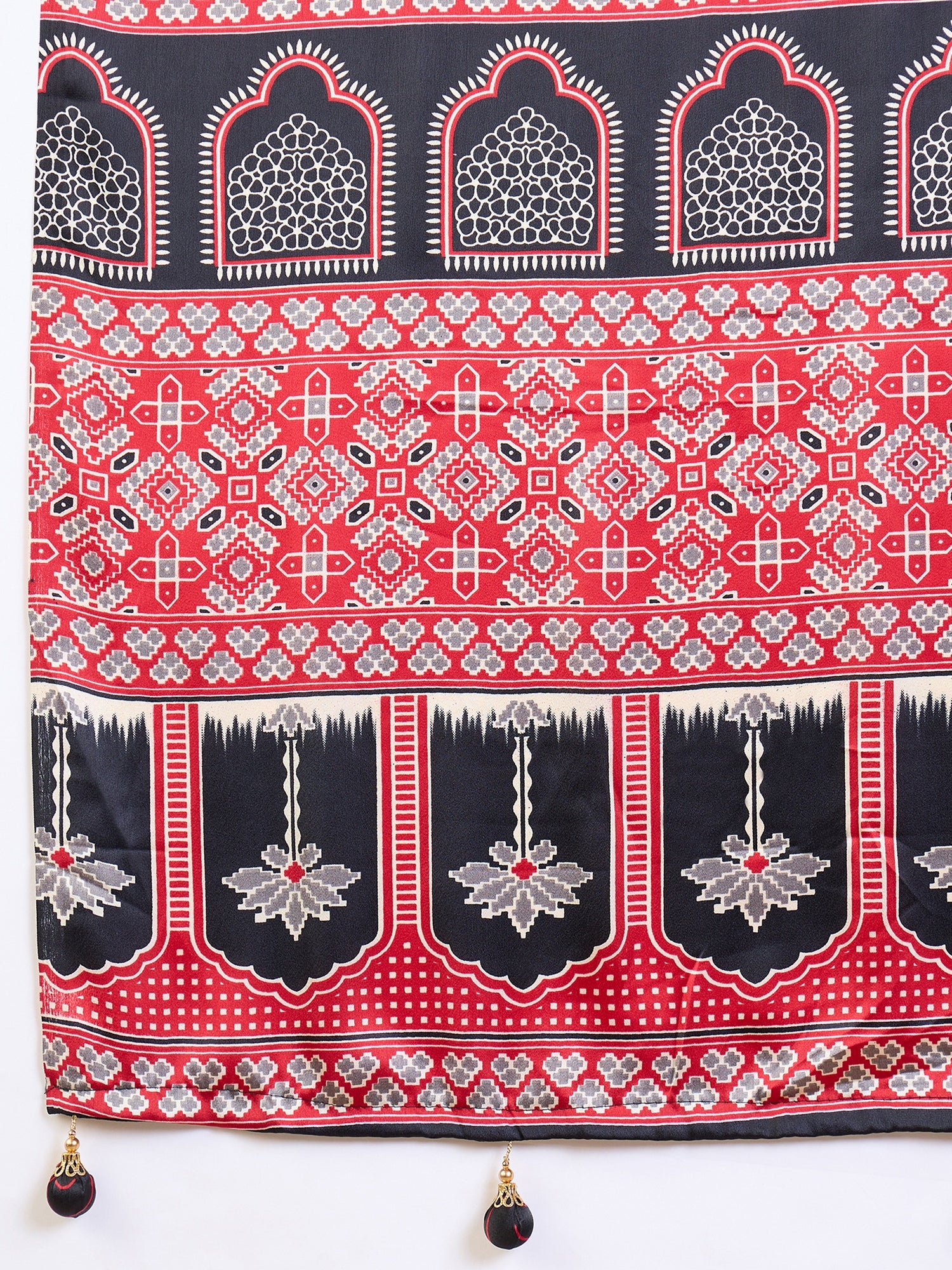 Scrupulous Party Wear Satin Silk Ajrak Printed Rich Pallu Designer Saree With Unstitched Blouse Piece
