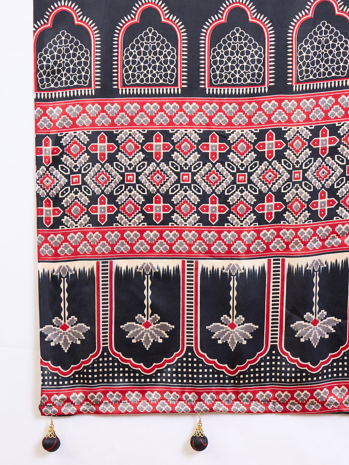 Scrupulous Party Wear Satin Silk Ajrak Printed Rich Pallu Designer Saree With Unstitched Blouse Piece
