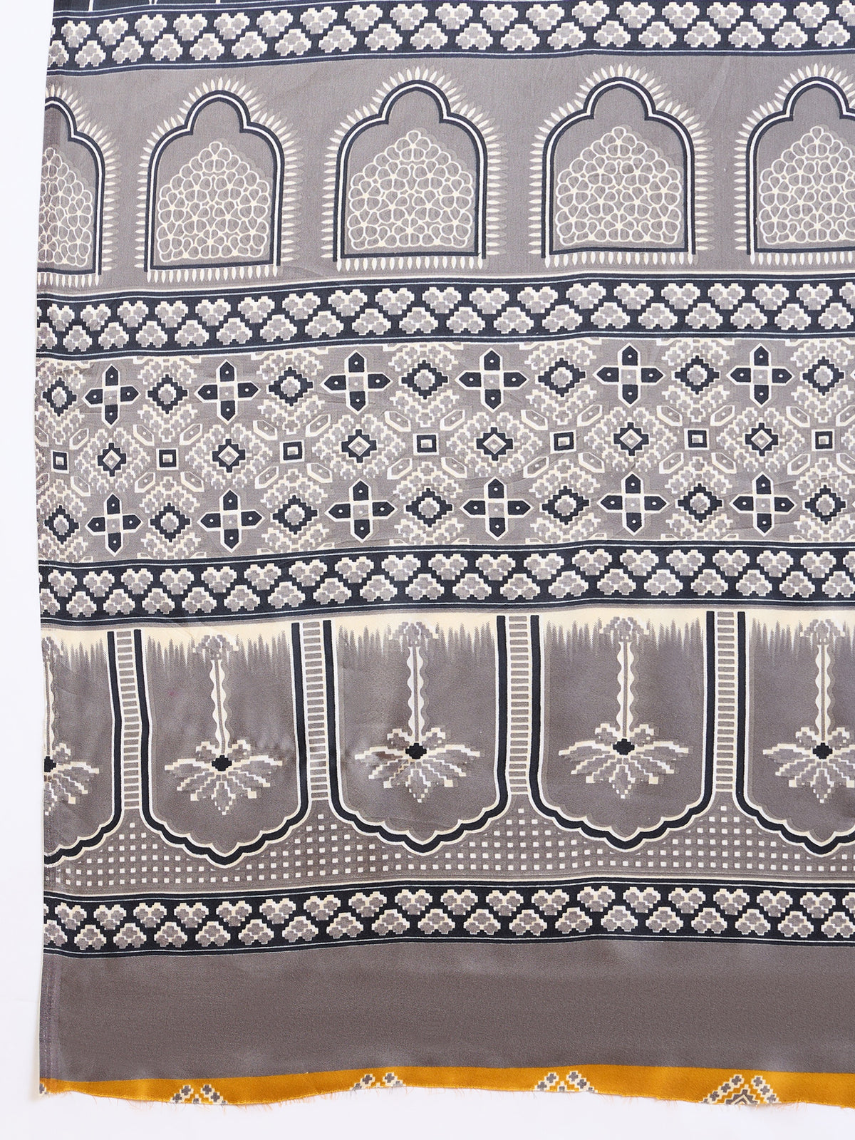Scrupulous Party Wear Satin Silk Ajrak Printed Rich Pallu Designer Saree With Unstitched Blouse Piece