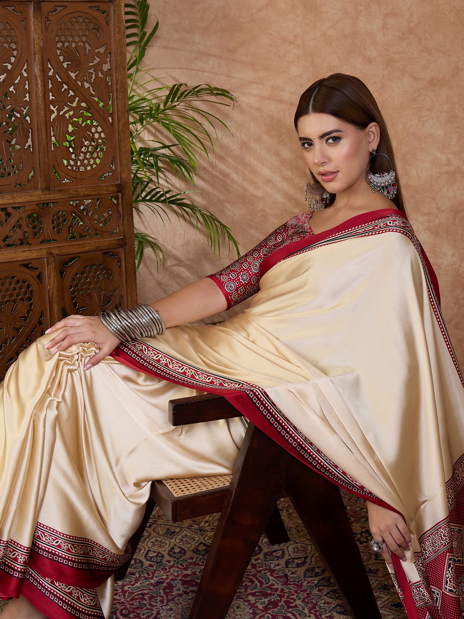 Desirable Function Wear Satin Silk Print Design Rich Pallu Fancy Saree With Unstitched Blouse Piece