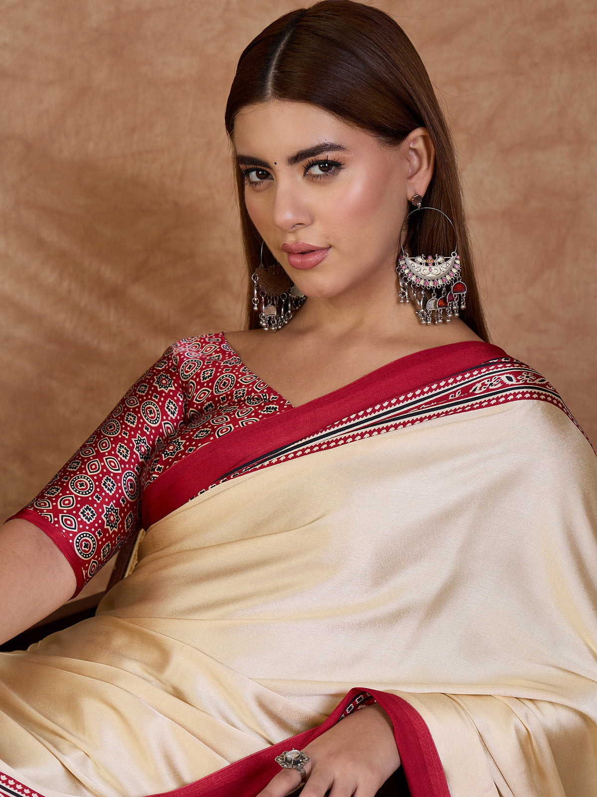 Desirable Function Wear Satin Silk Print Design Rich Pallu Fancy Saree With Unstitched Blouse Piece