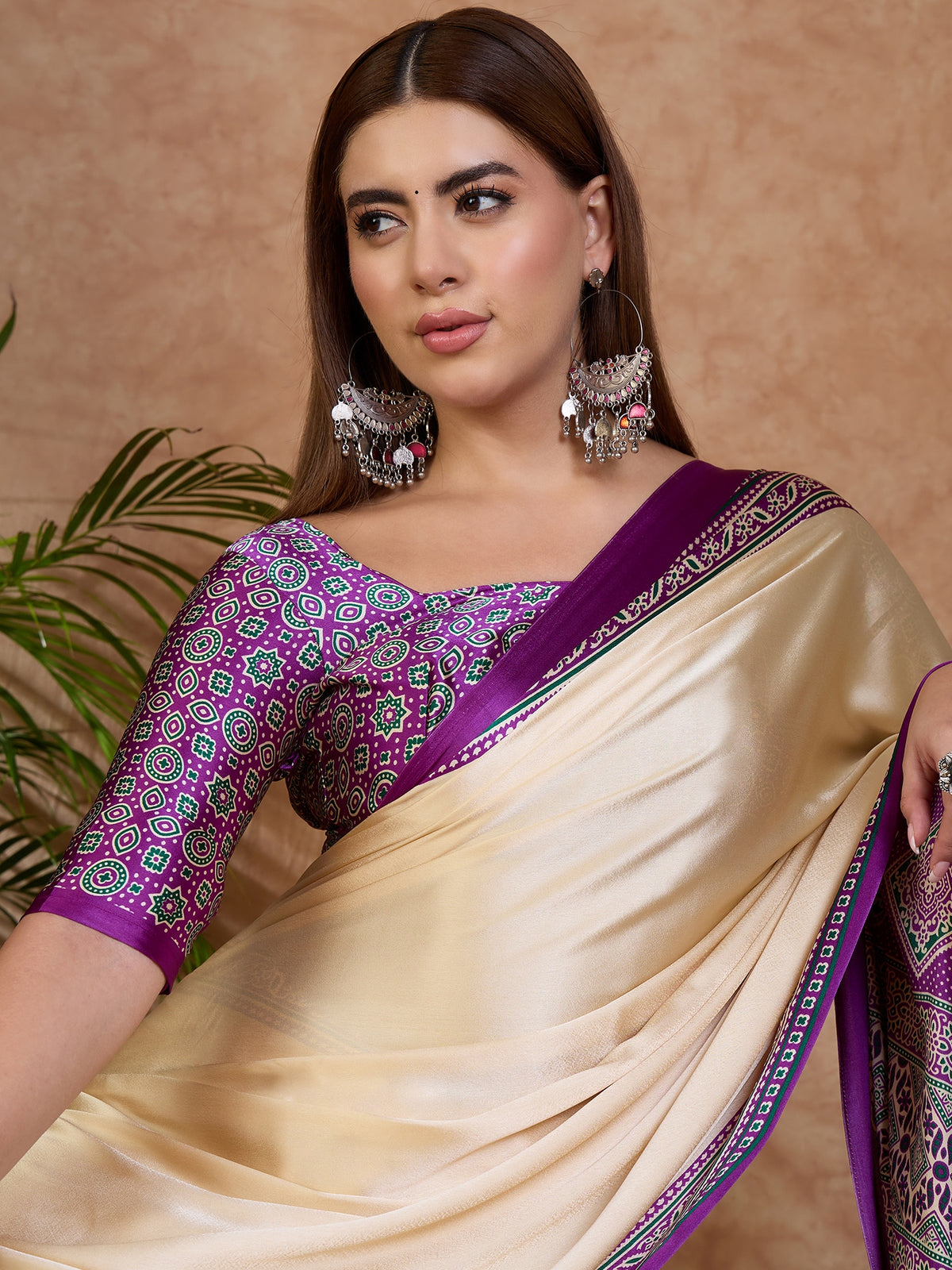Desirable Function Wear Satin Silk Print Design Rich Pallu Fancy Saree With Unstitched Blouse Piece