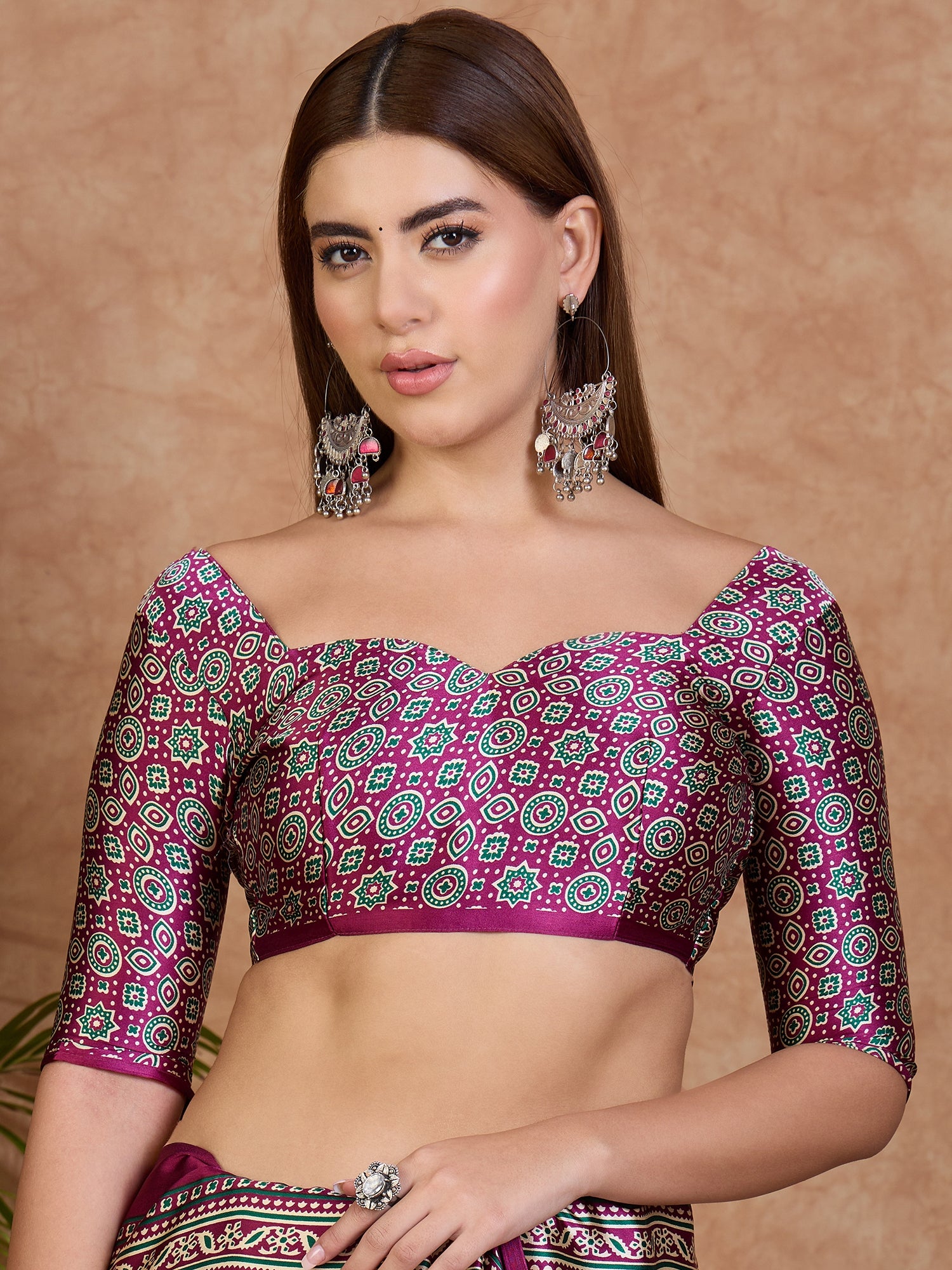 Desirable Function Wear Satin Silk Print Design Rich Pallu Fancy Saree With Unstitched Blouse Piece