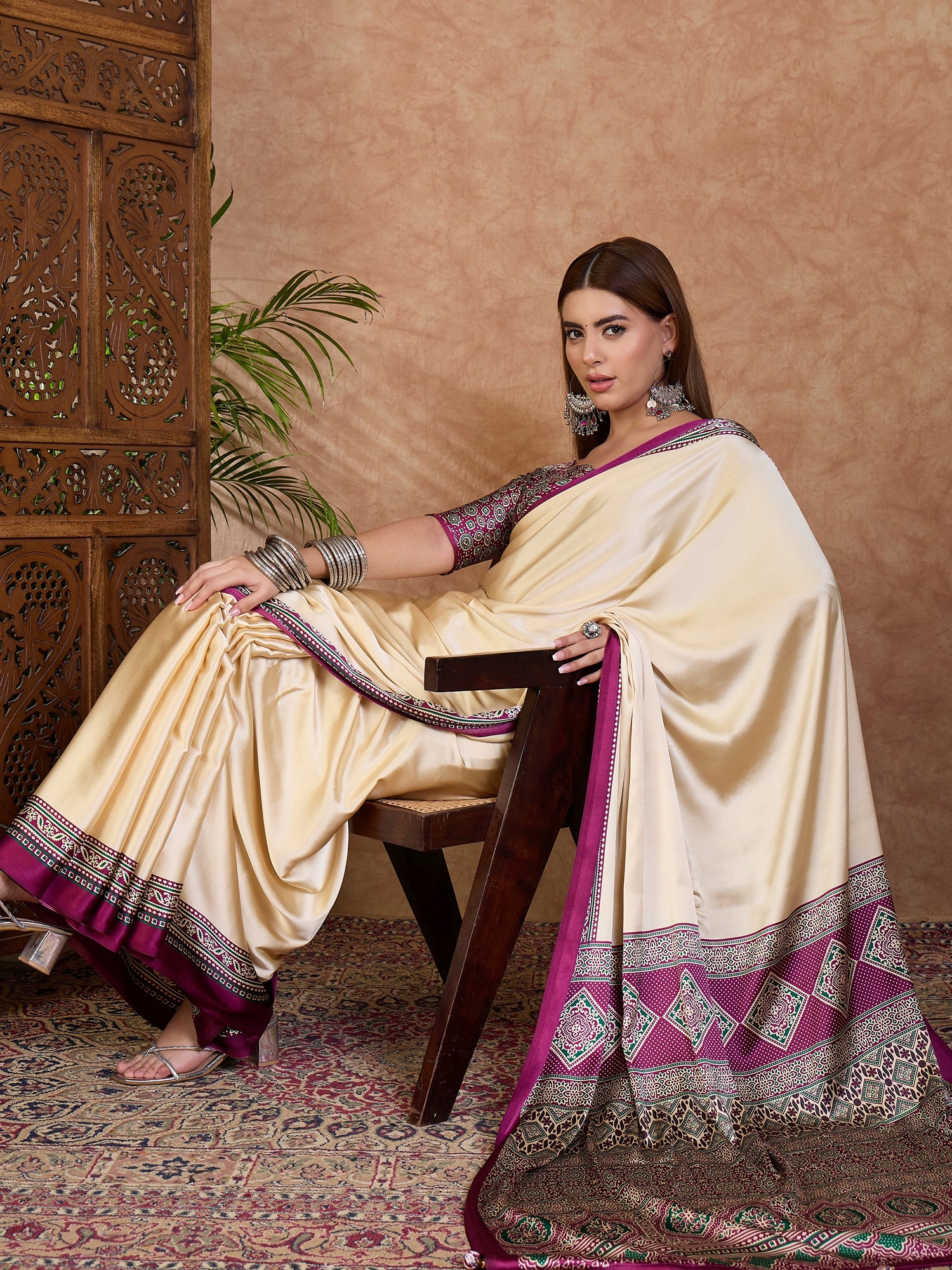 Desirable Function Wear Satin Silk Print Design Rich Pallu Fancy Saree With Unstitched Blouse Piece