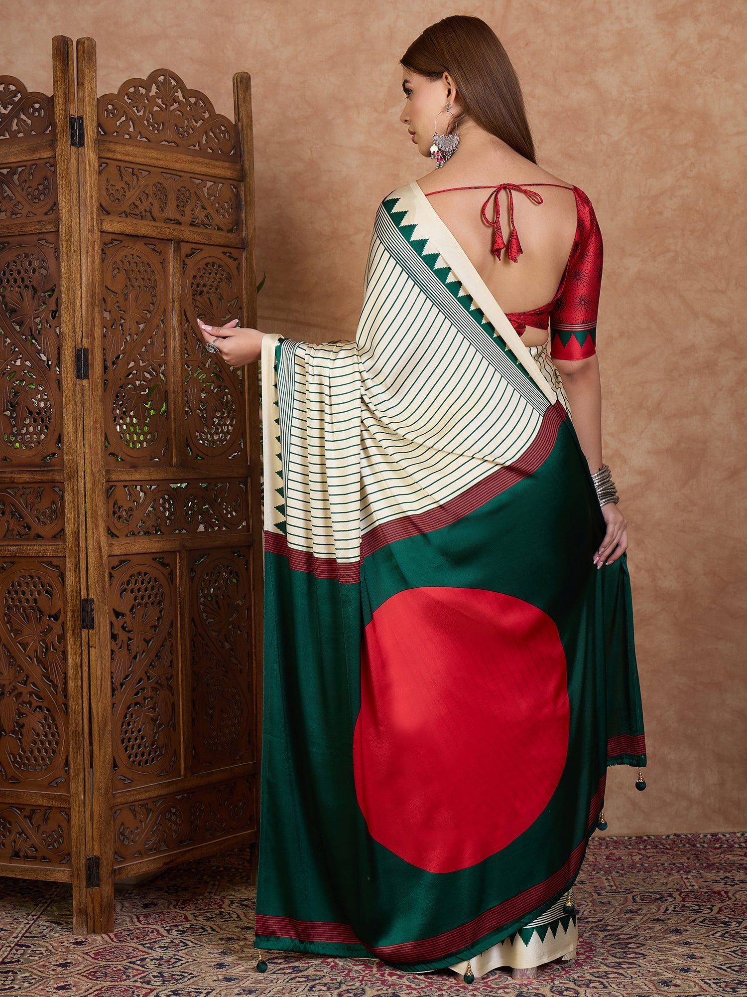 Latest Festive Wear Silk Print Designer Fancy Saree With Unstitched Blouse
