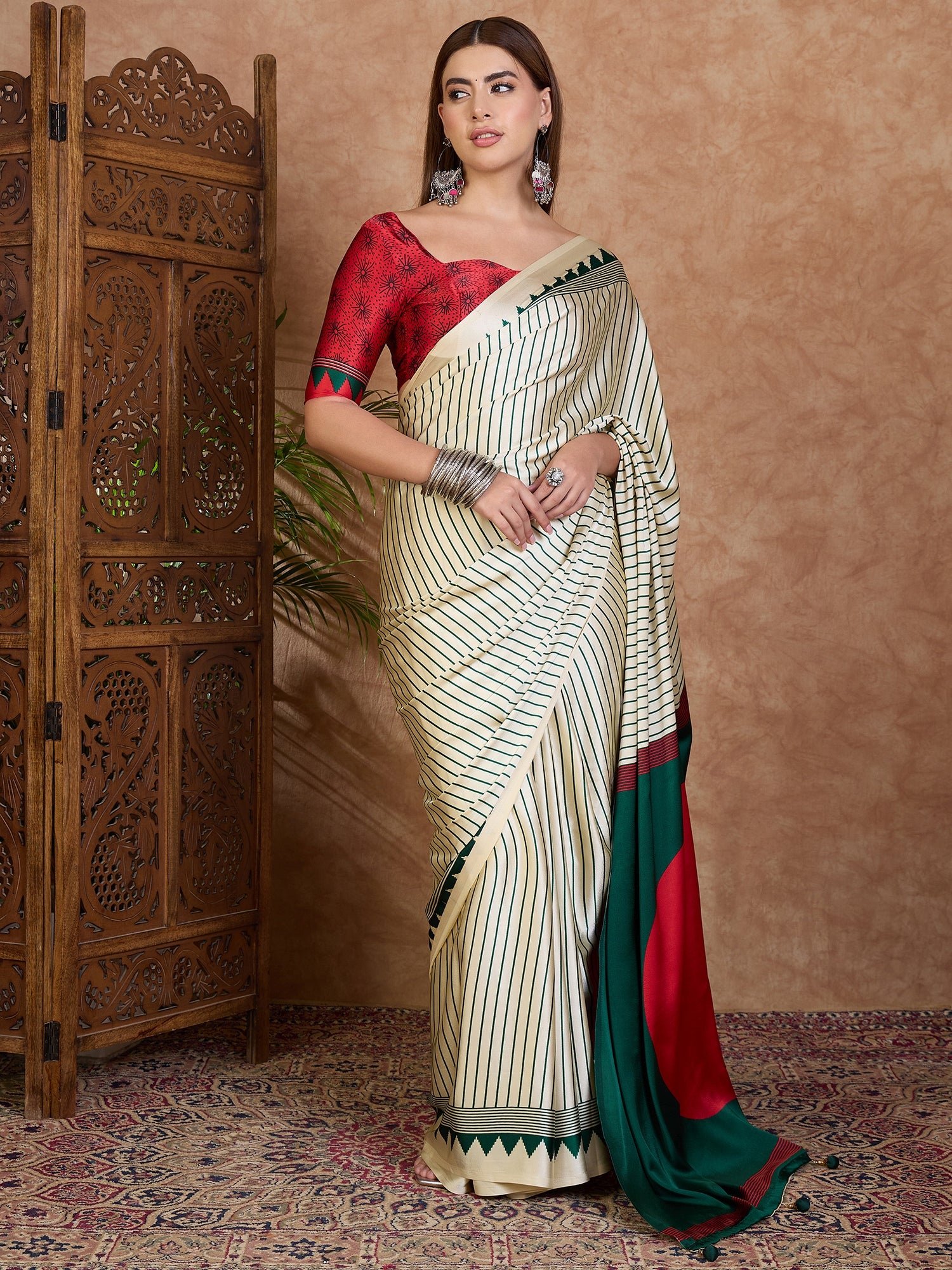 Latest Festive Wear Silk Print Designer Fancy Saree With Unstitched Blouse