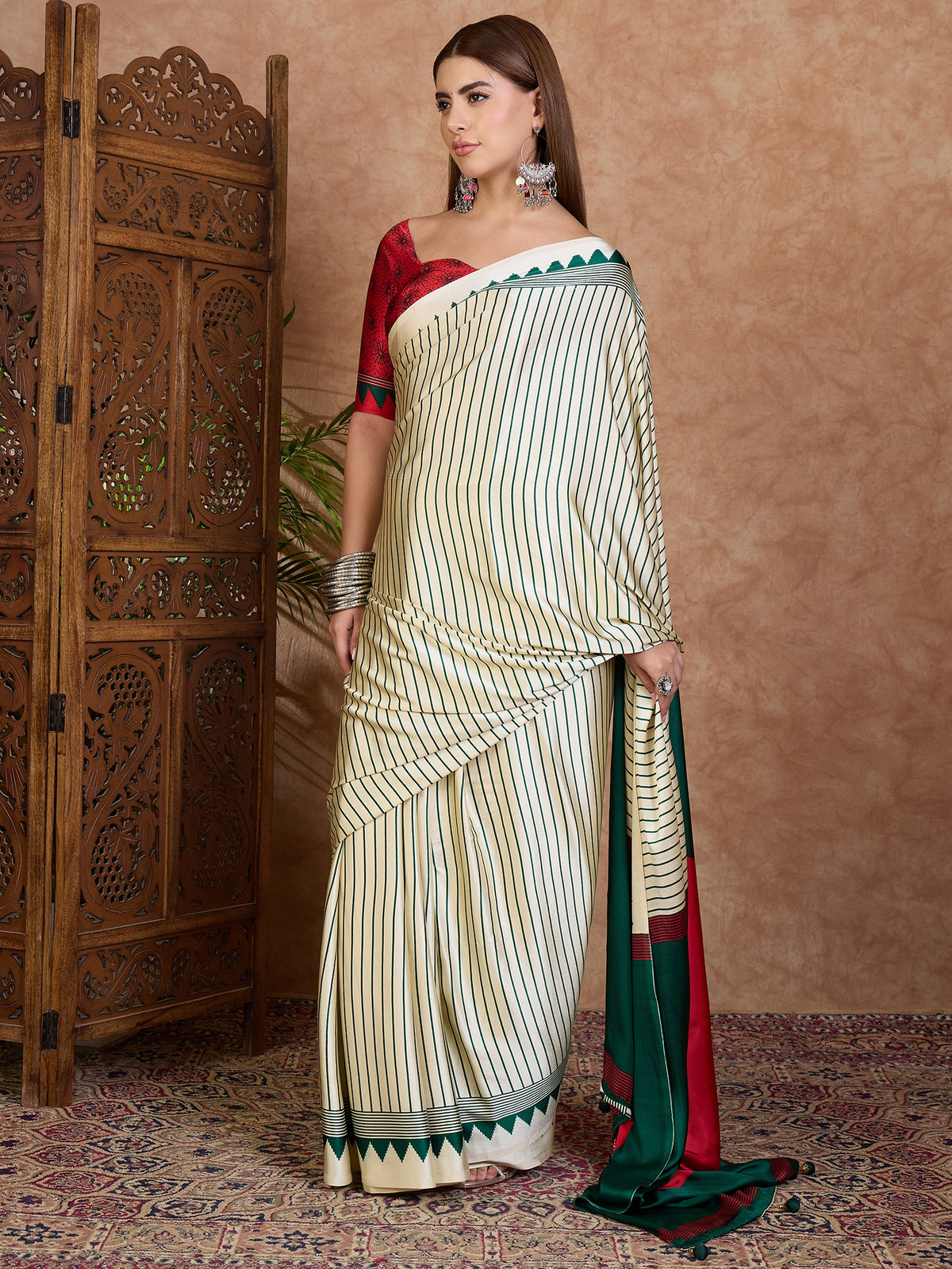 Latest Festive Wear Silk Print Designer Fancy Saree With Unstitched Blouse