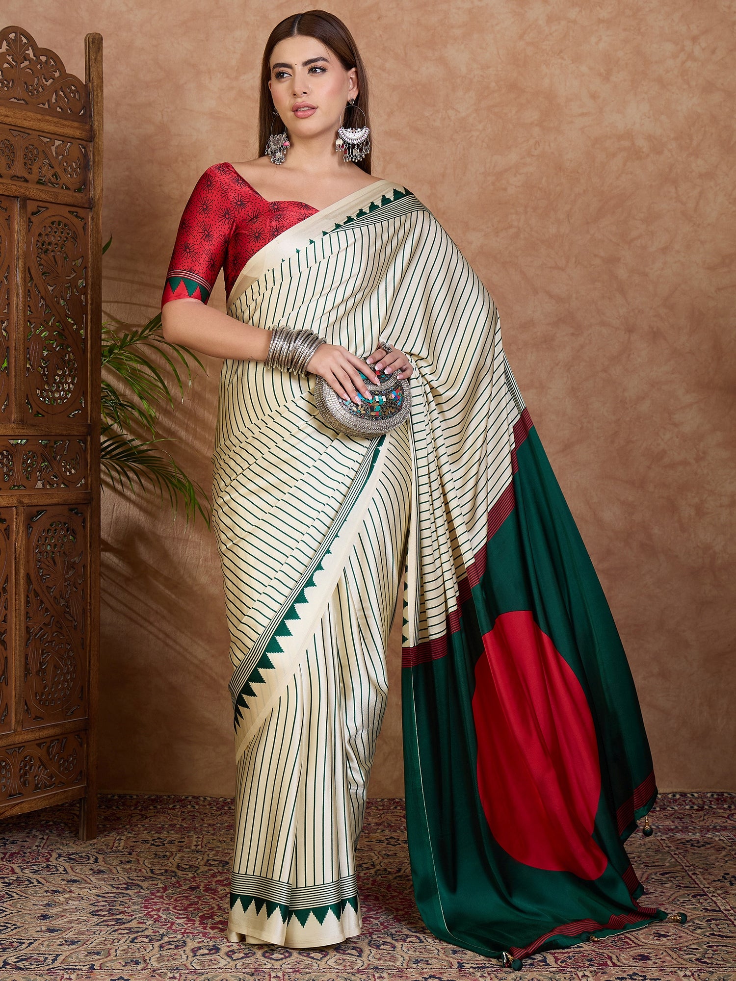 Latest Festive Wear Silk Print Designer Fancy Saree With Unstitched Blouse