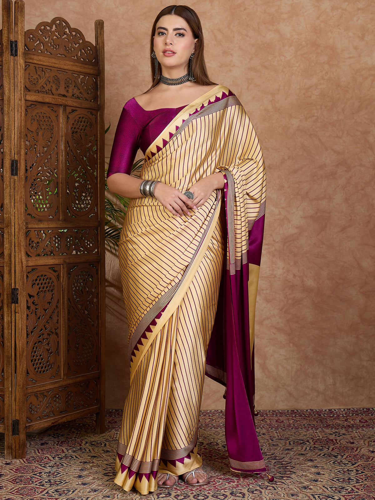 Latest Festive Wear Silk Print Designer Fancy Saree With Unstitched Blouse