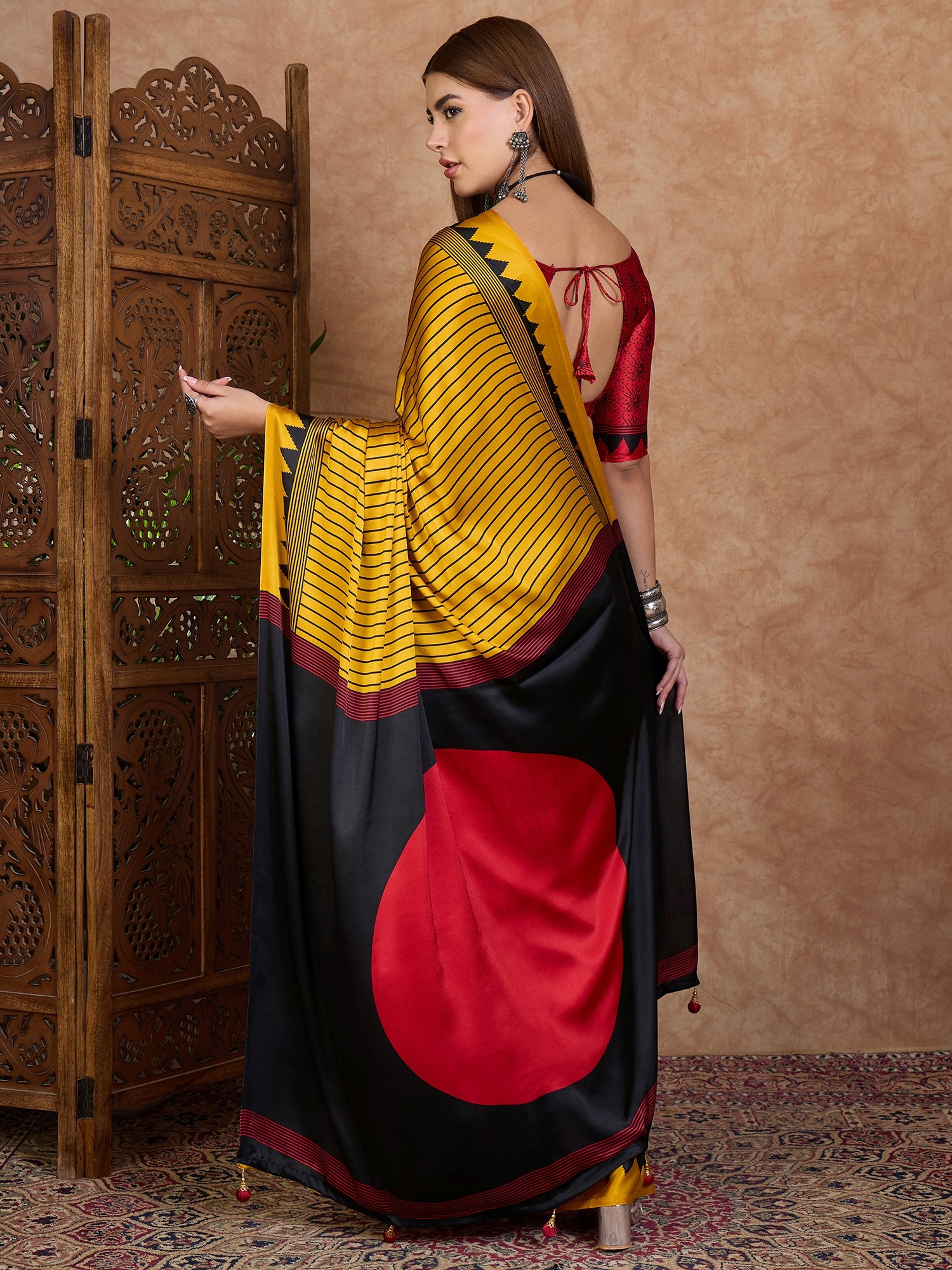 Latest Festive Wear Silk Print Designer Fancy Saree With Unstitched Blouse