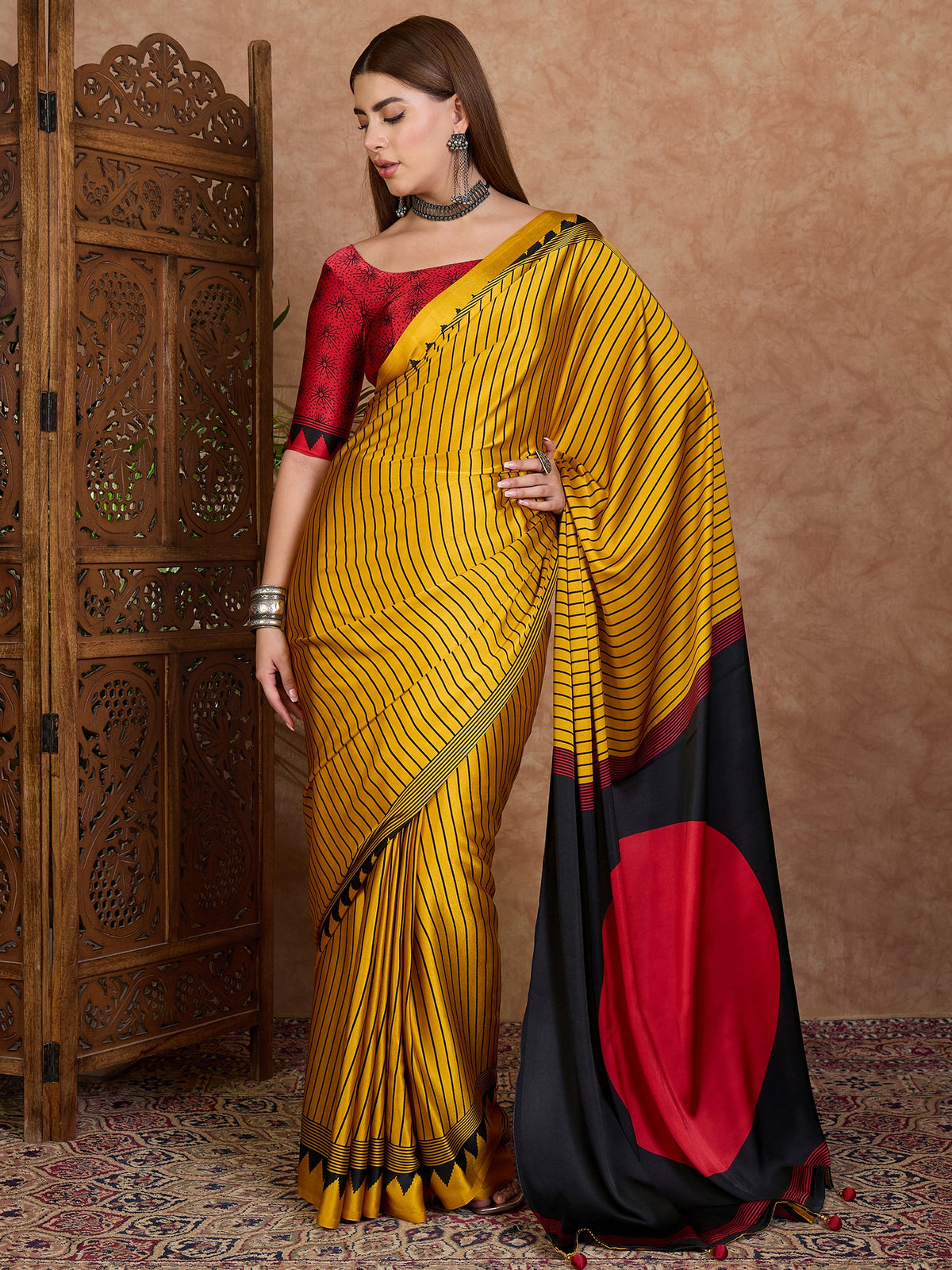 Latest Festive Wear Silk Print Designer Fancy Saree With Unstitched Blouse