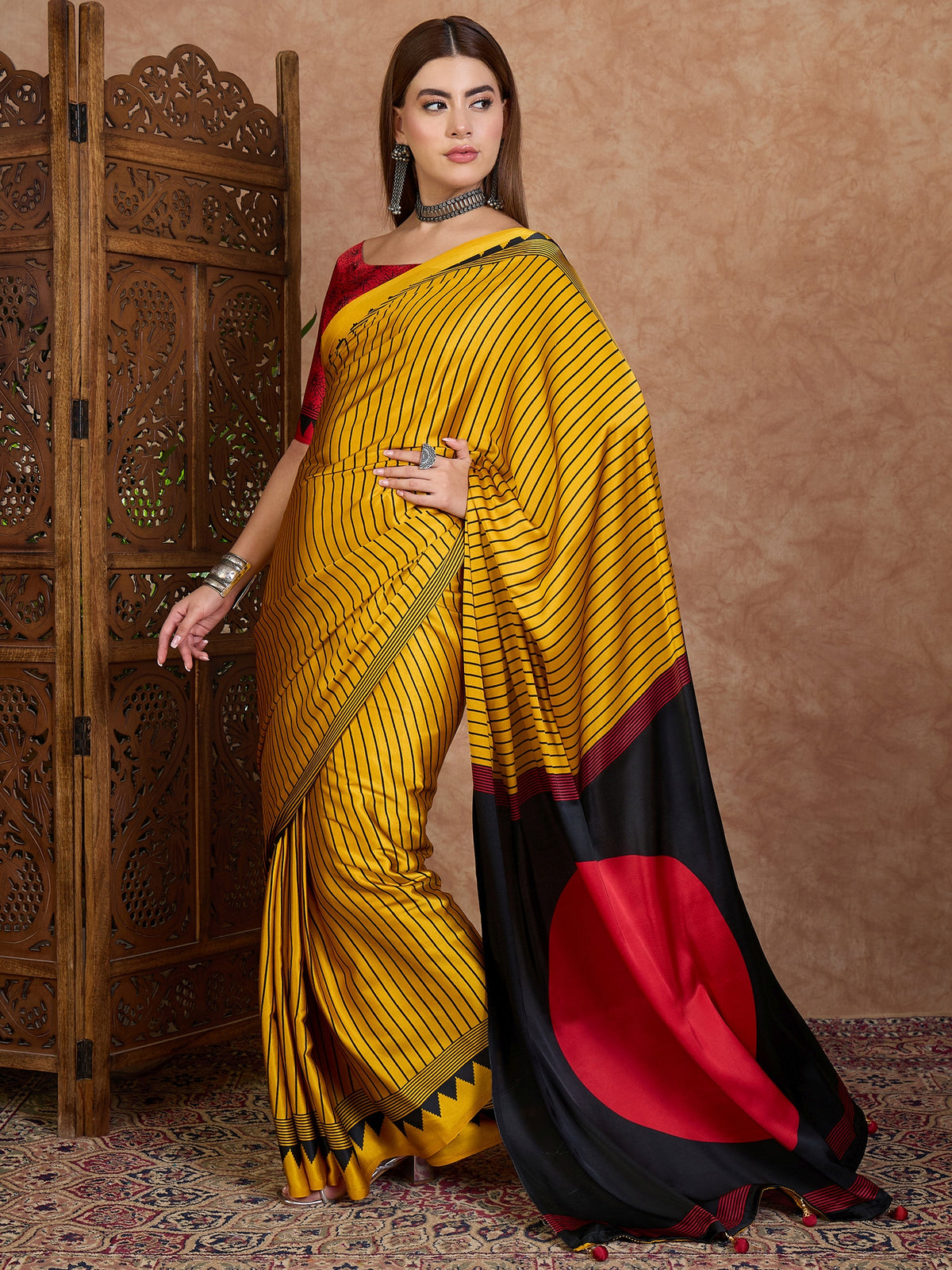 Latest Festive Wear Silk Print Designer Fancy Saree With Unstitched Blouse