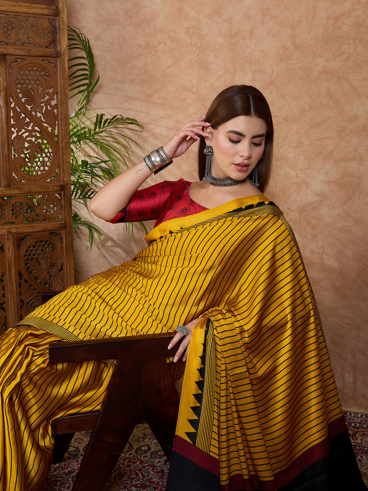 Latest Festive Wear Silk Print Designer Fancy Saree With Unstitched Blouse