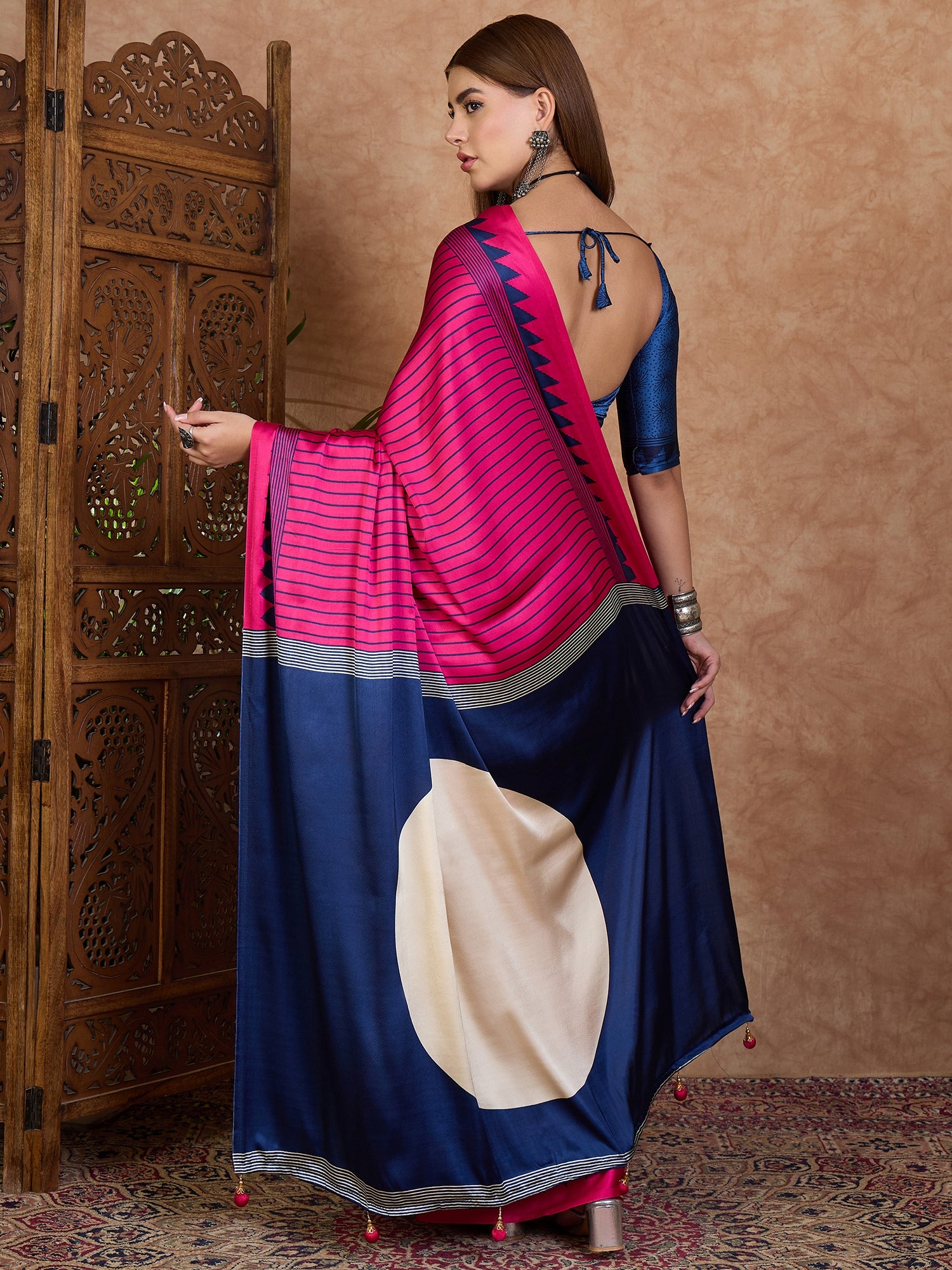 Latest Festive Wear Silk Print Designer Fancy Saree With Unstitched Blouse