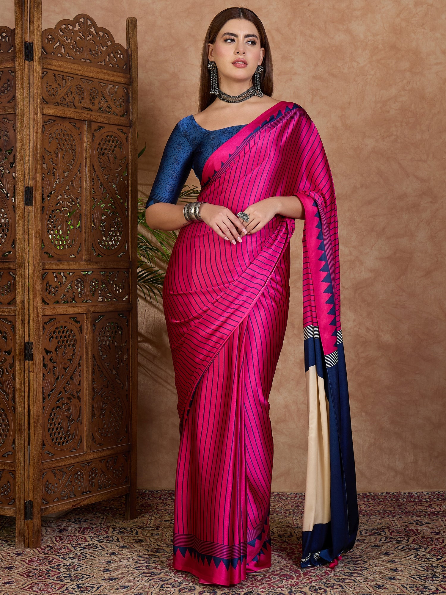 Latest Festive Wear Silk Print Designer Fancy Saree With Unstitched Blouse