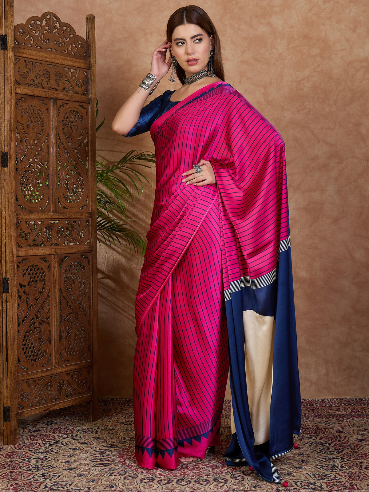 Latest Festive Wear Silk Print Designer Fancy Saree With Unstitched Blouse
