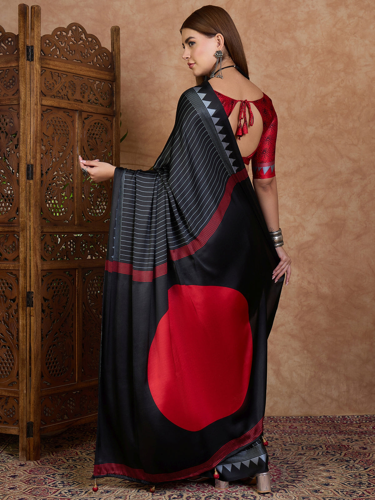 Latest Festive Wear Silk Print Designer Fancy Saree With Unstitched Blouse