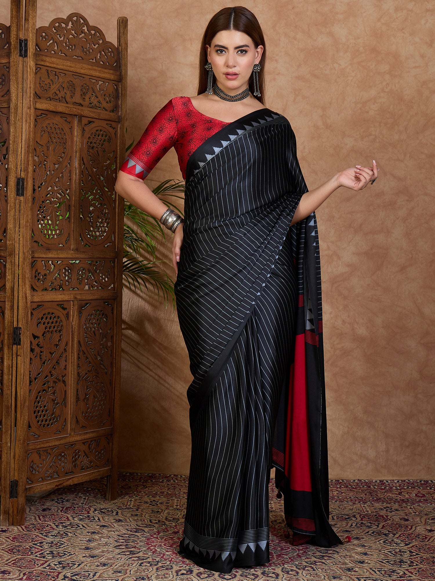 Latest Festive Wear Silk Print Designer Fancy Saree With Unstitched Blouse