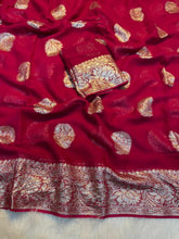 Load image into Gallery viewer, Elegant Party Wear Pure Viscose Georgette Jacquard Weaving Work Fancy Designer Saree With Blouse
