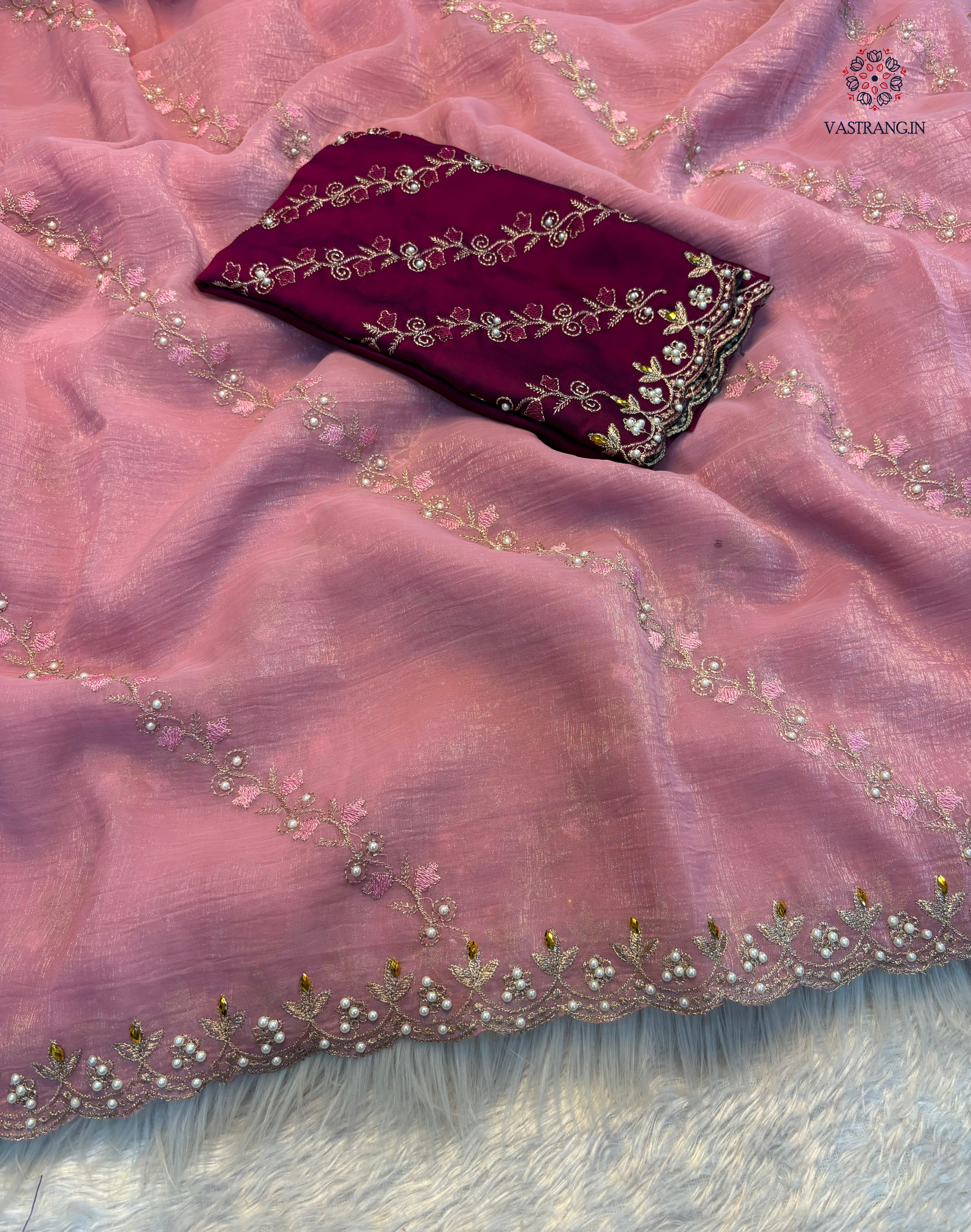 Marvellous Wedding Wear Pure Crunchy Silk Embroidery Work Fancy Desginer Saree With Blouse