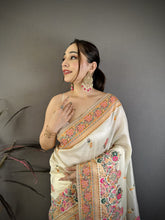 Load image into Gallery viewer, Elegant Wedding Wear Pure Soft Silk Printed Zari Weaving n Rich Pallu Designer Saree
