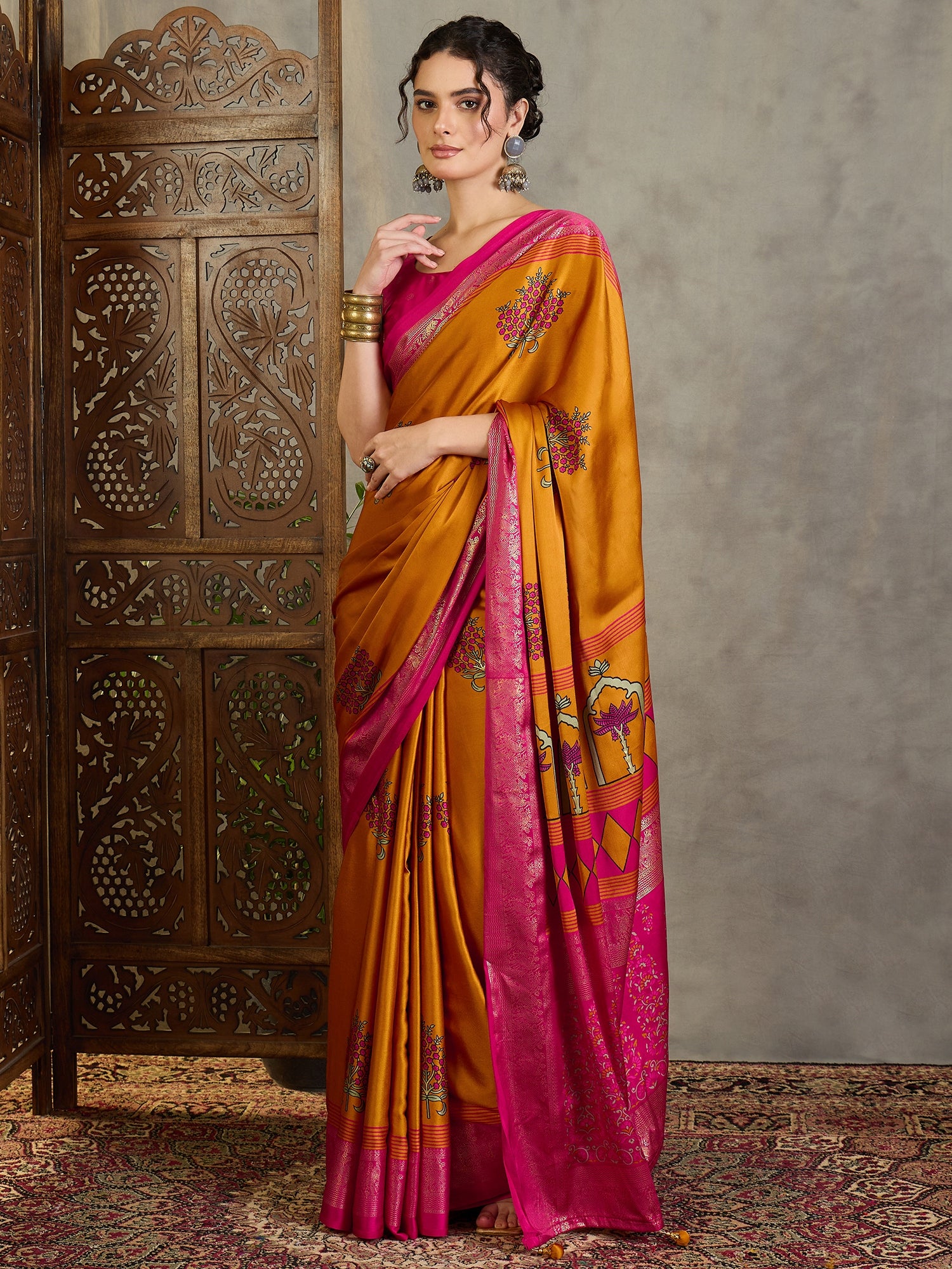 Divine Wedding Wear Silk Jacquard Border Rich Pallu Designer Saree With Unstitched Blouse Piece