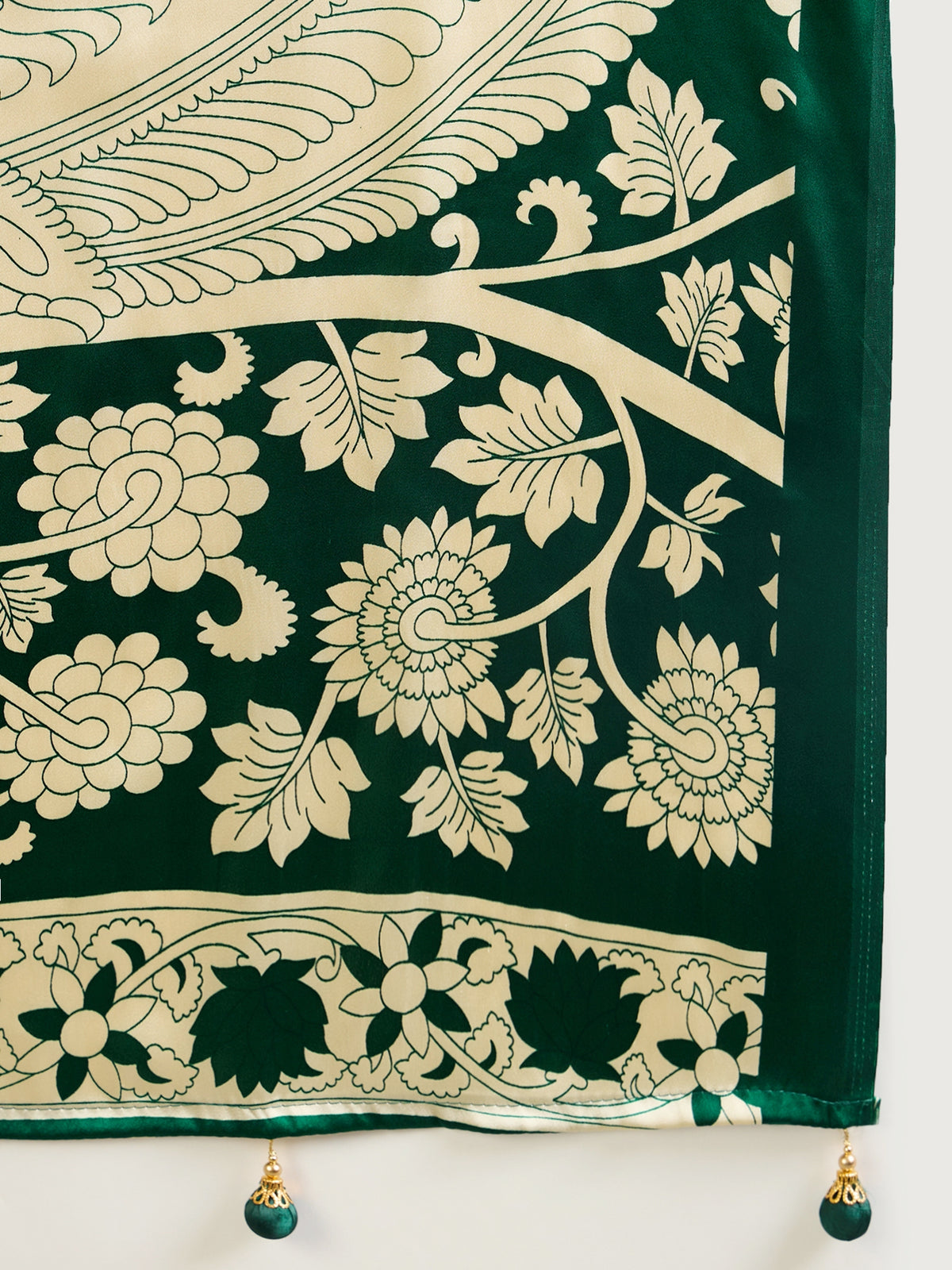 Exuberant Party Wear Satin Silk Floral Print Tussle Work Fancy Designer Saree With Unstitched Blouse