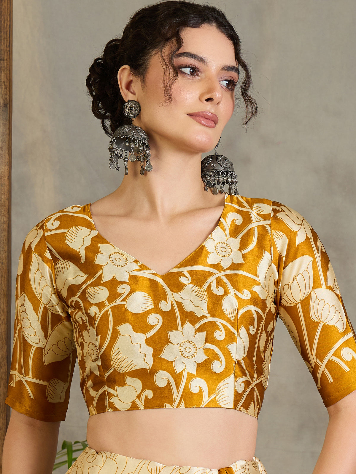 Exuberant Party Wear Satin Silk Floral Print Tussle Work Fancy Designer Saree With Unstitched Blouse