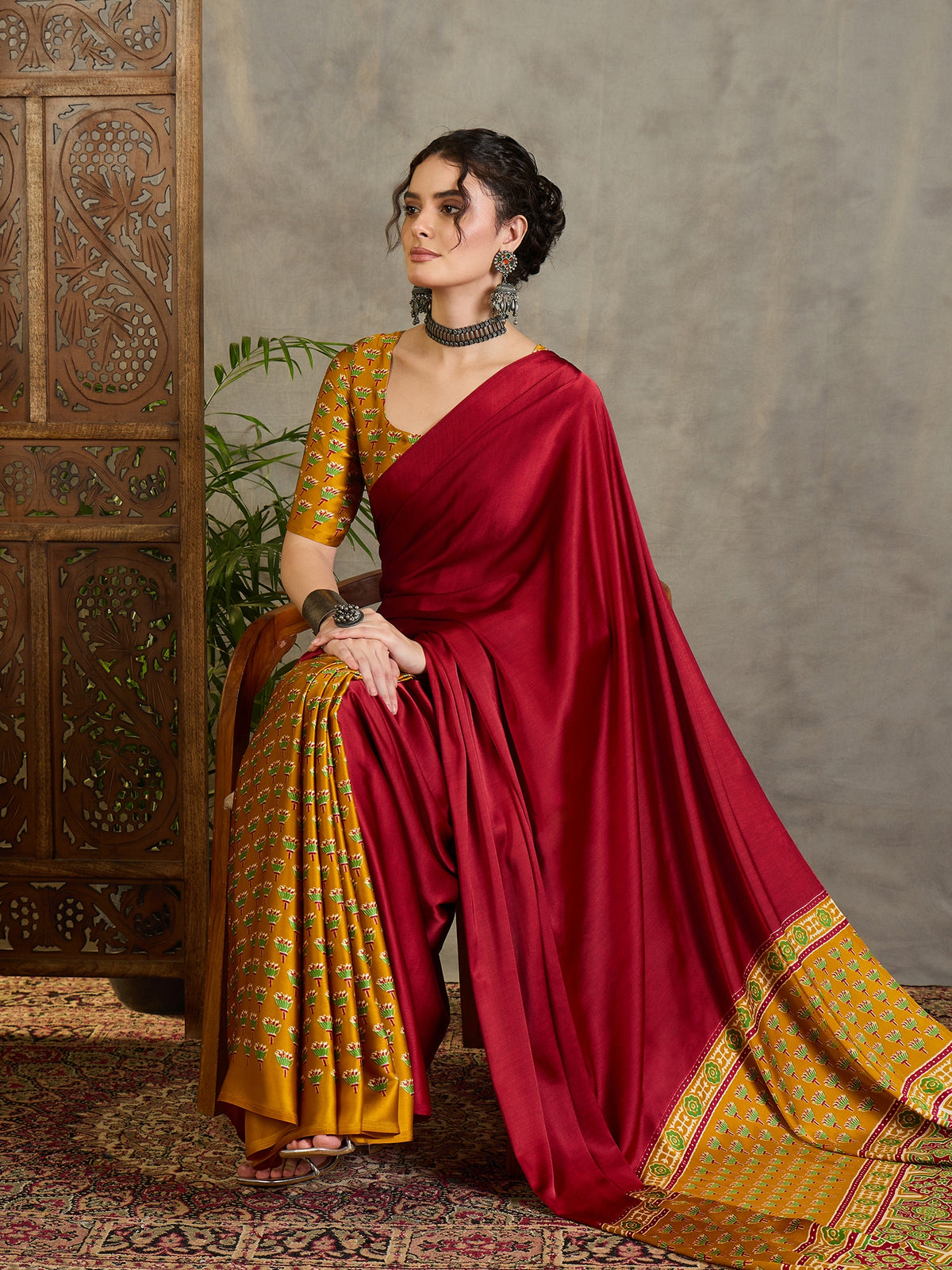 Regal Wedding Wear Satin Silk Print Design Rich Pallu Fancy Saree With Unstitched Blouse Piece