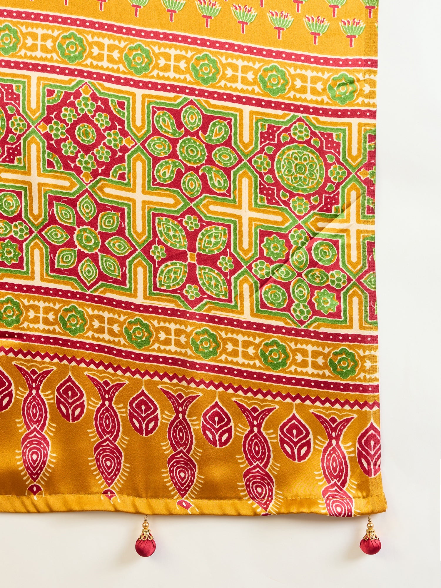 Regal Wedding Wear Satin Silk Print Design Rich Pallu Fancy Saree With Unstitched Blouse Piece