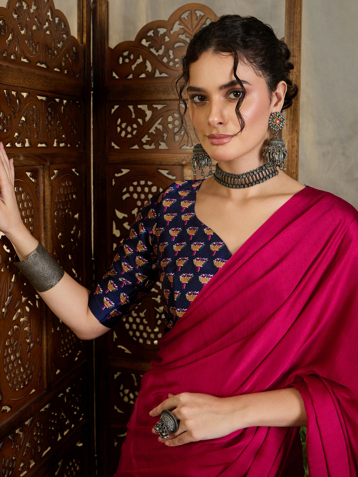 Regal Wedding Wear Satin Silk Print Design Rich Pallu Fancy Saree With Unstitched Blouse Piece