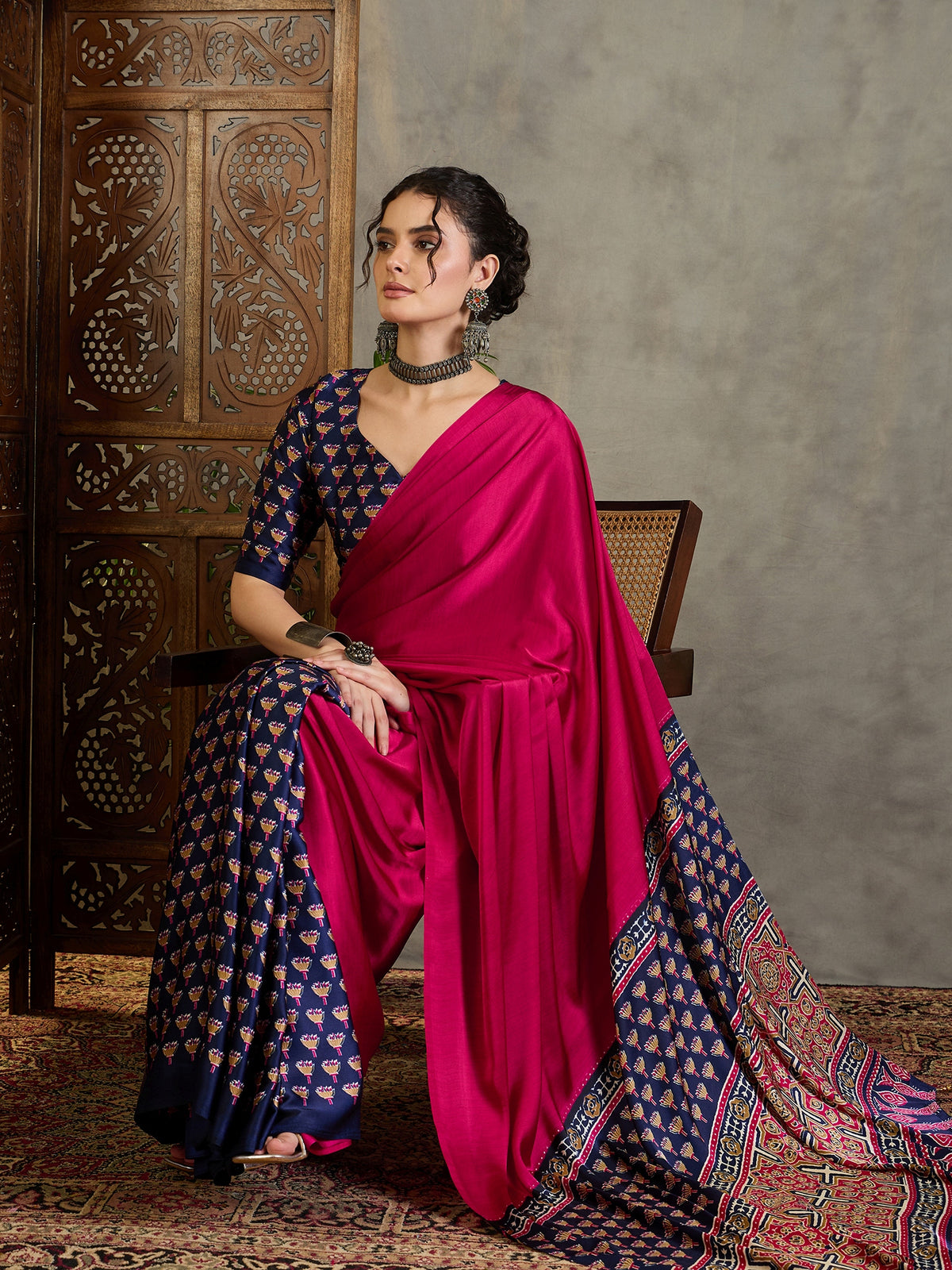 Regal Wedding Wear Satin Silk Print Design Rich Pallu Fancy Saree With Unstitched Blouse Piece