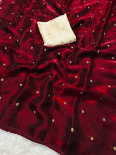Load image into Gallery viewer, Glamorous Party Wear Silk Sequence Work Flower Butti Designer Saree With Matching Blouse Piece
