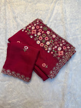 Load image into Gallery viewer, Marvellous Wedding Wear Soft Georgette Embroidery Work Fancy Desginer Saree With Blouse Piece
