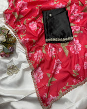 Load image into Gallery viewer, New Wedding Wear Pure Chinnon Silk Print Embroidery n Diamond Work Fancy Designer Saree
