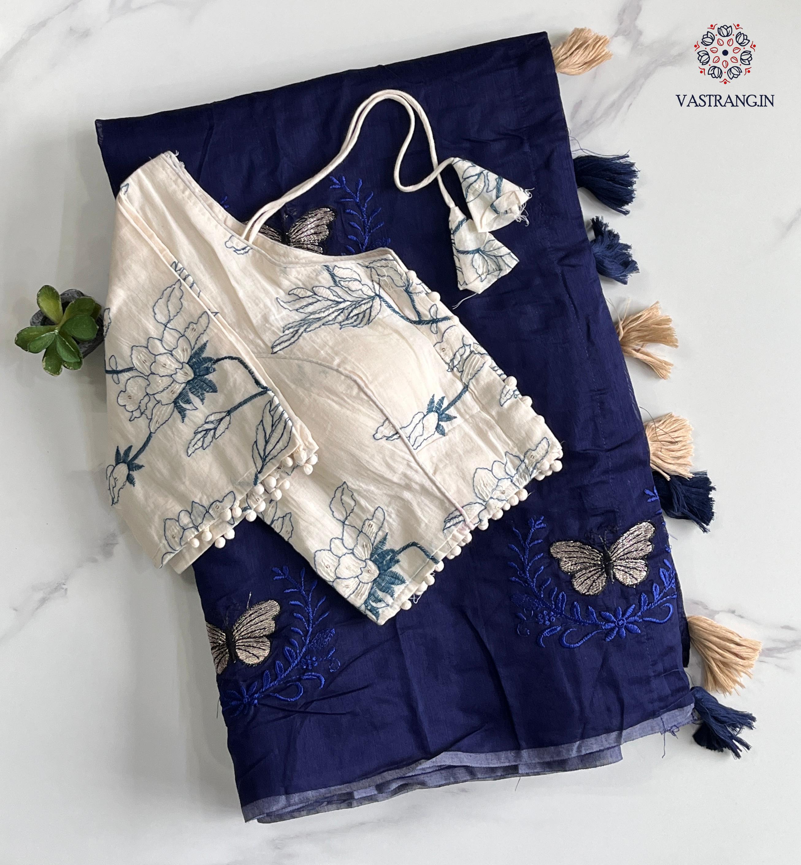New Beautiful Chanderi Cotton Heavy Embroidered n Tussels Work Fancy Designer Wedding Wear Saree With Stitched Blouse