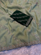 Load image into Gallery viewer, Marvellous Wedding Wear Pure Crunchy Silk Embroidery Work Fancy Desginer Saree With Blouse
