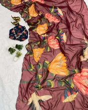 Load image into Gallery viewer, Latest Festive Wear Multicolor Soft Chiffon Print Embroidery n Hand Work Fancy Designer Saree With Blouse
