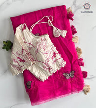 Load image into Gallery viewer, New Beautiful Chanderi Cotton Heavy Embroidered n Tussels Work Fancy Designer Wedding Wear Saree With Stitched Blouse
