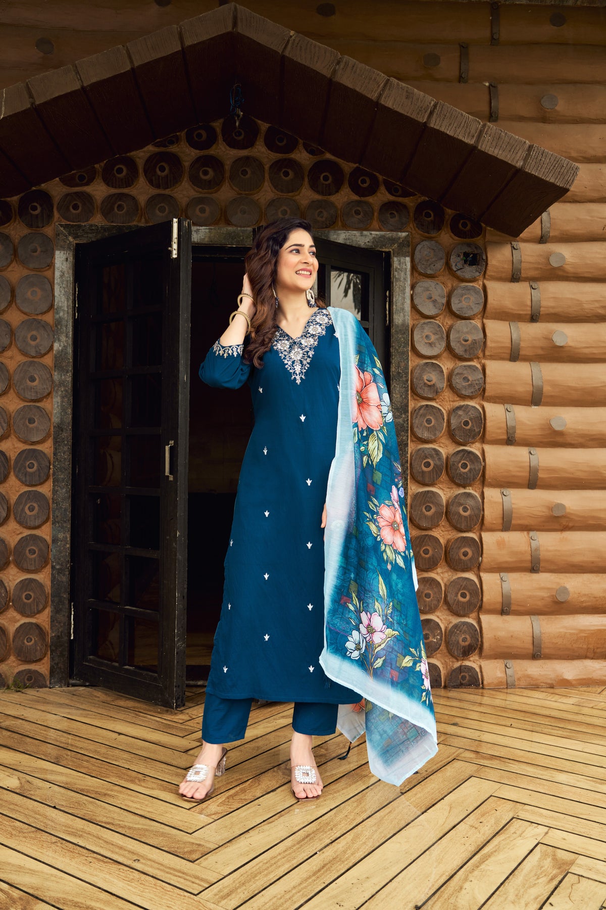 Glamorous Wedding Wear Rayon Silk Embroidery n Sequence Work Designer Straight Kurta With Trouser Dupatta Set
