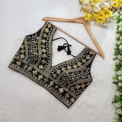 New Party Wear Silk Embroidery Work With Designer Readymade Blouse for Women