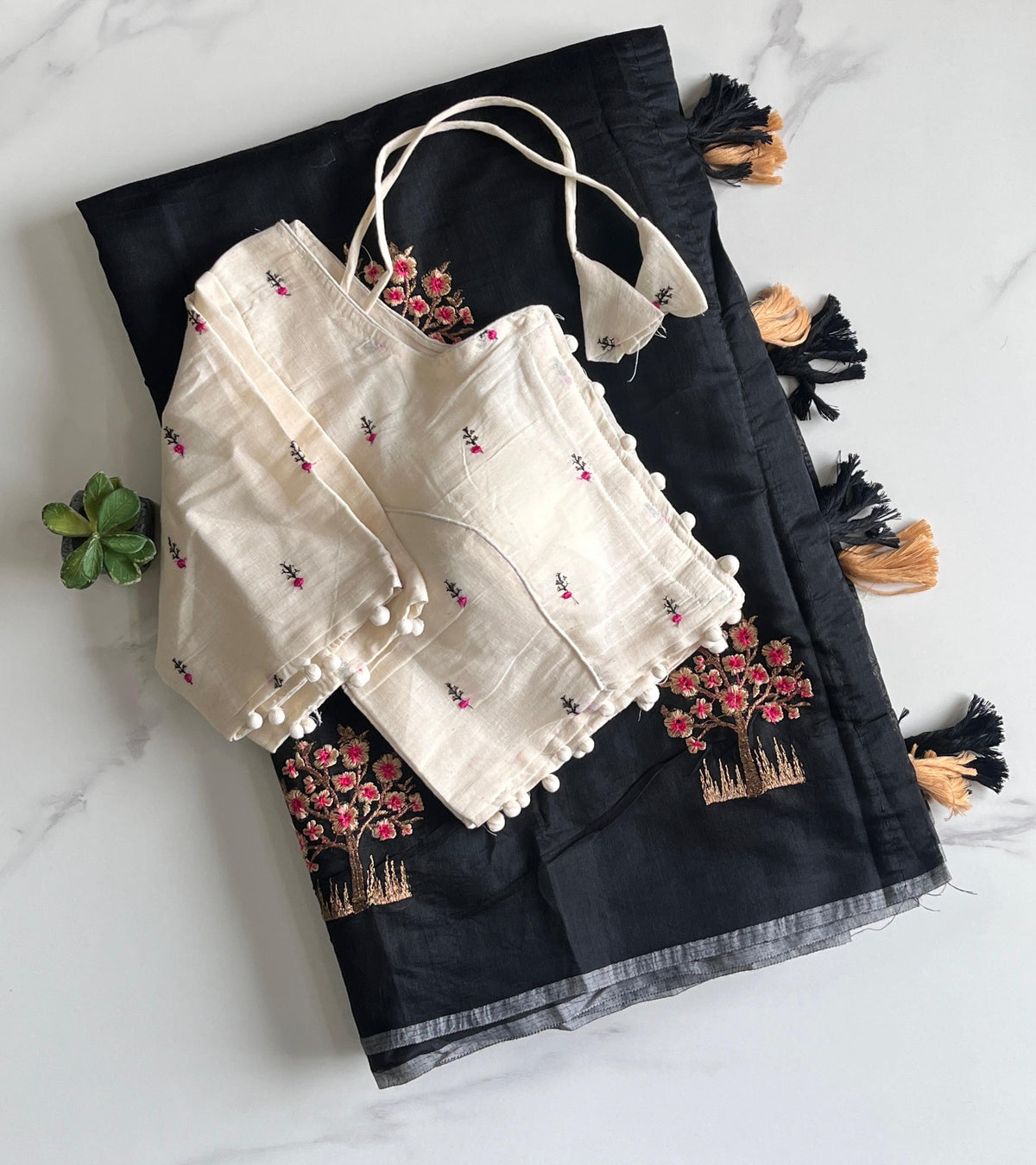 New Dalliance Chanderi Cotton Embroidery n Tussels Work Fancy Designer Function Wear Saree With Stitched Blouse