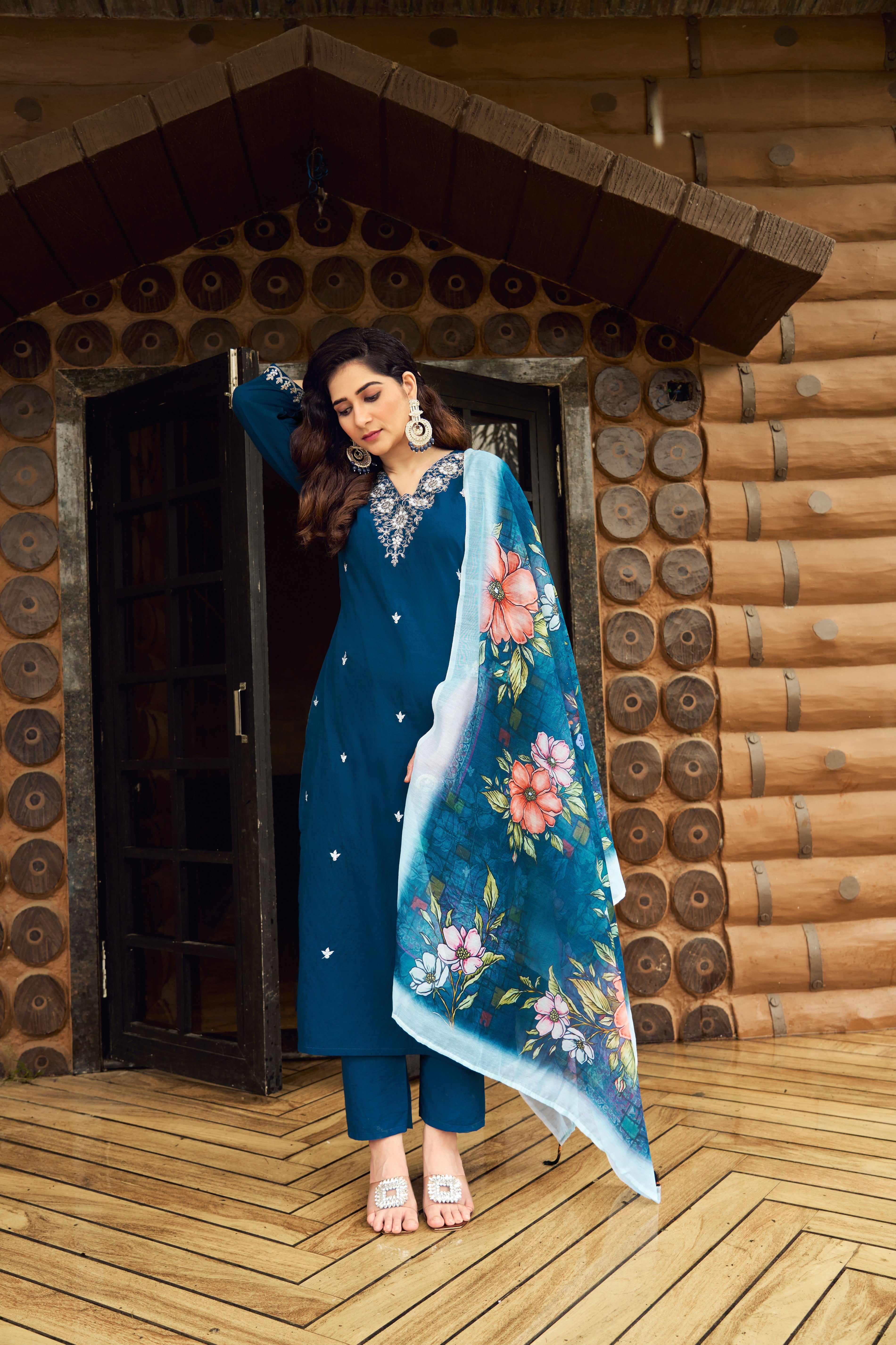 Glamorous Wedding Wear Rayon Silk Embroidery n Sequence Work Designer Straight Kurta With Trouser Dupatta Set