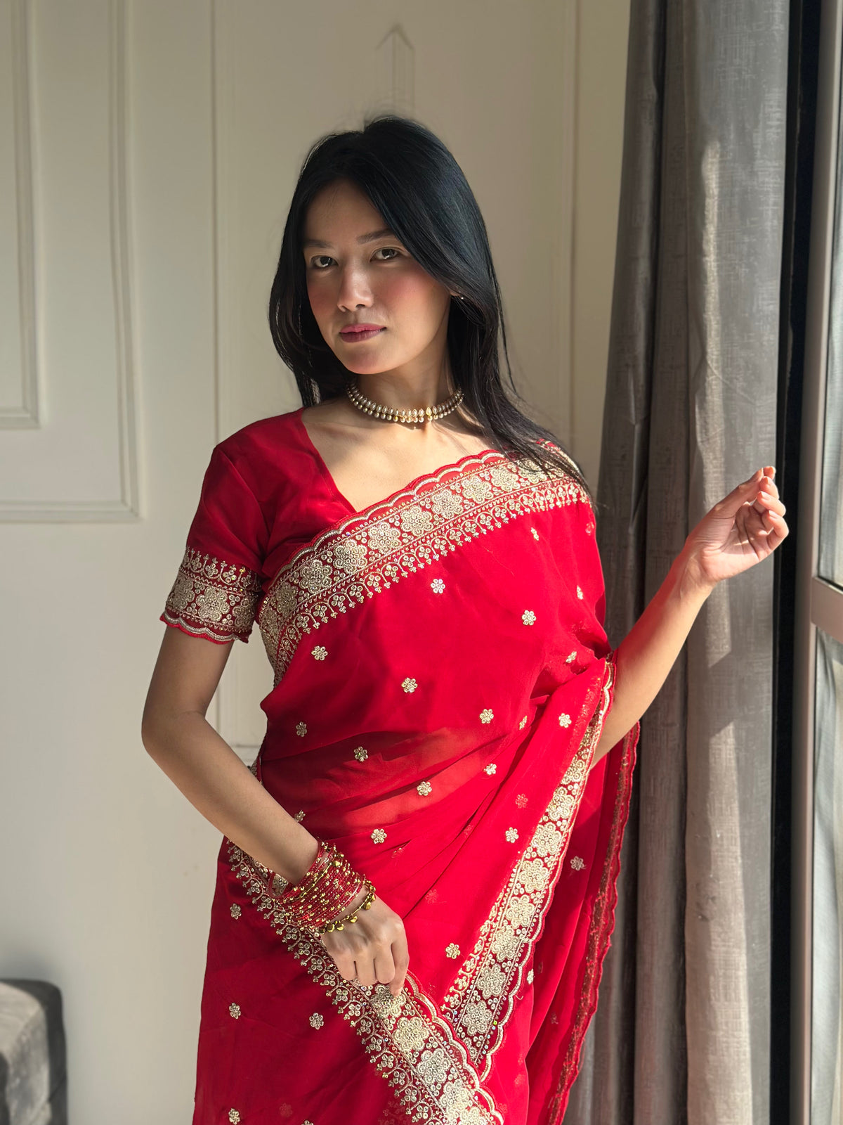 Exquisite Party Wear Soft Faux Georgette Embroidery n Sequence Zari Work Fancy Designer Saree With Unstithced Blouse Piece