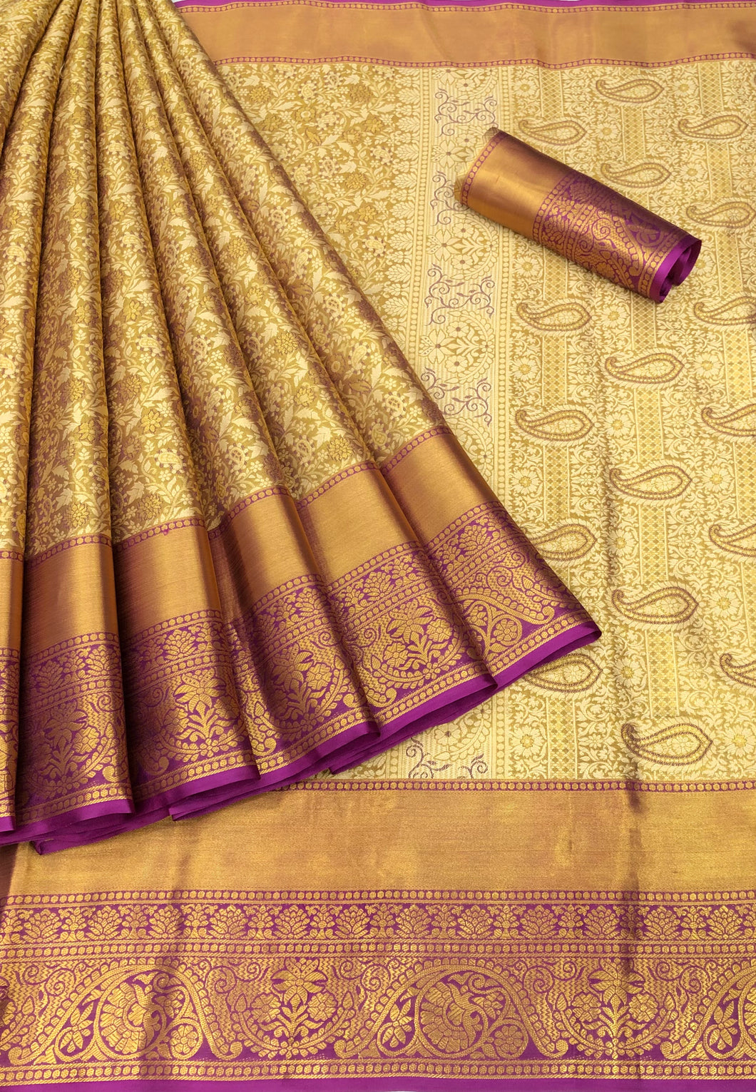 New Wedding Wear Wine Color Kanjiviram Silk Pure Zari Weaving with Beautiful Meena Weaving Saree With Blouse