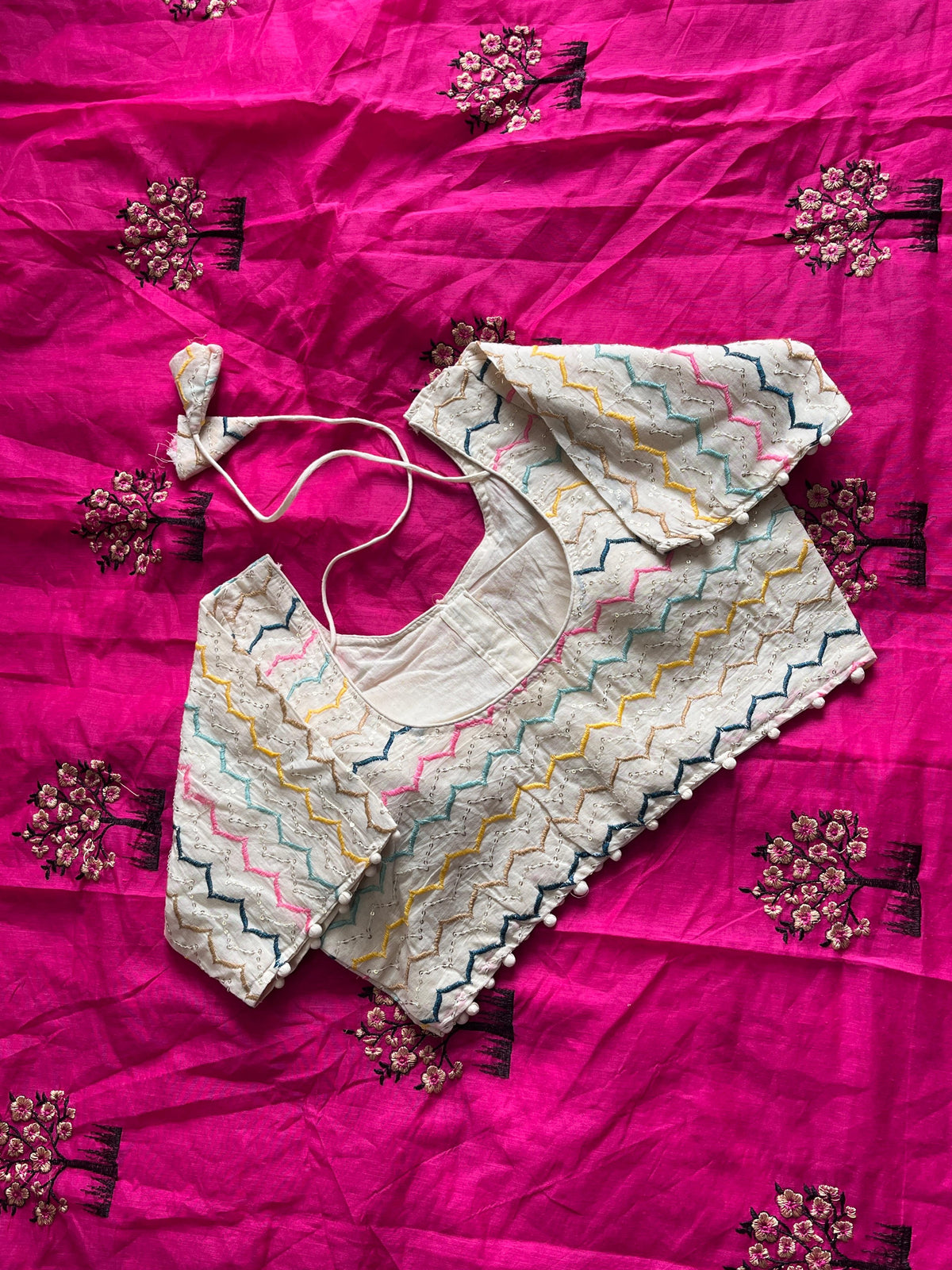 New Dalliance Chanderi Cotton Embroidery n Tussels Work Fancy Designer Function Wear Saree With Stitched Blouse