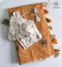 Load image into Gallery viewer, New Beautiful Chanderi Cotton Heavy Embroidered n Tussels Work Fancy Designer Wedding Wear Saree With Stitched Blouse
